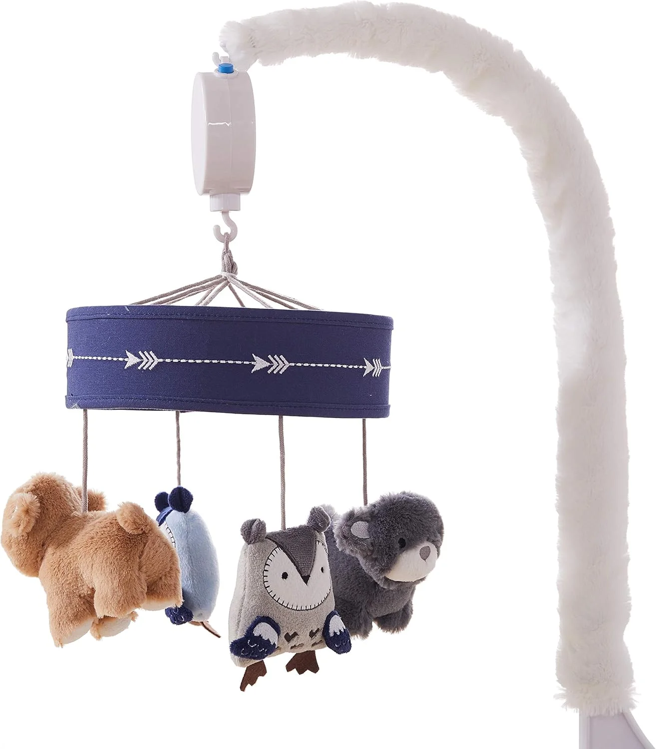 آویز موزیکال چرخشی تخت نوزاد لوِتِکس بیبی - خرس و جغد پولیشی - خاکستری، آبی، سرمه ای، طوسی مایل به قهوه ای، سفید - لوازم جانبی اتاق کودک