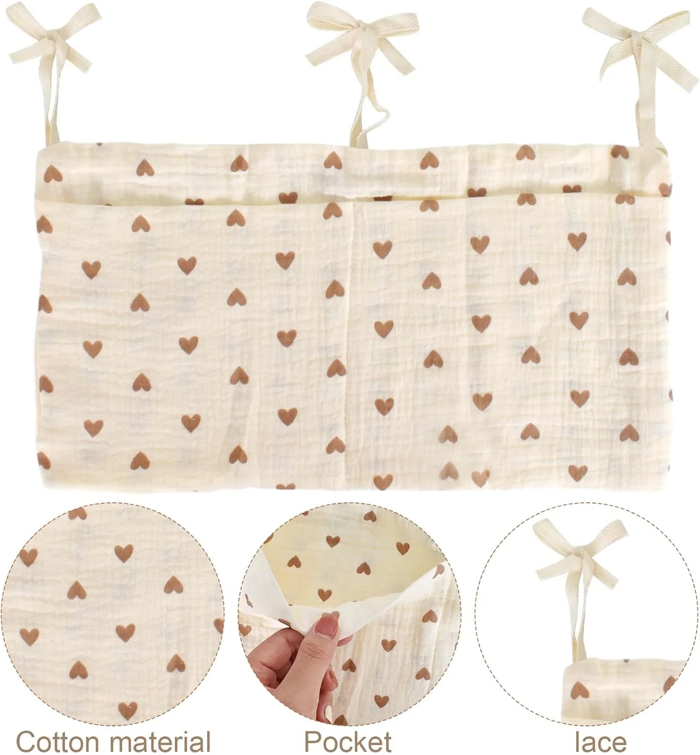 ارگانایزر تخت نوزاد با 2 جیب، آویز ارگانایزر تخت نوزاد، کیف آویز تخت، نوزاد، کیف های ذخیره سازی اتاق کودک، کیف تخت، کیف اسباب بازی برای ارگانایزر تخت (B)