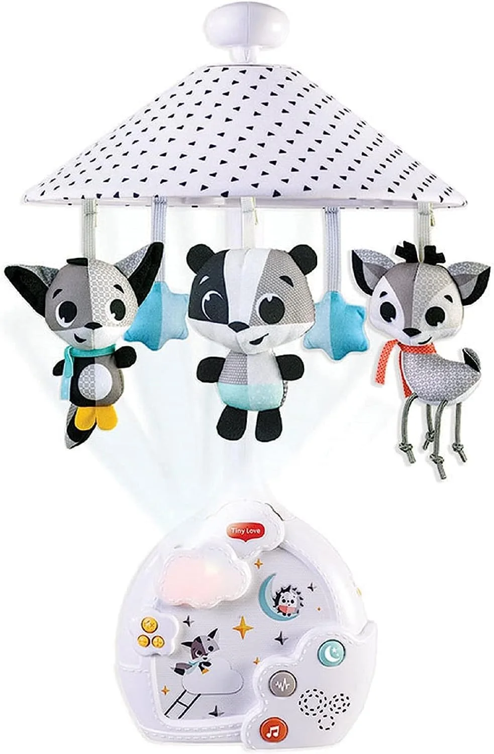 پروژکتور موبایل 3 در 1 شب جادویی Tiny Love، پروژکتور موبایل کودک، موبایل موزیکال تخت با چراغ خواب آرامش بخش، 9 ملودی، 0M+، قصه های جادویی