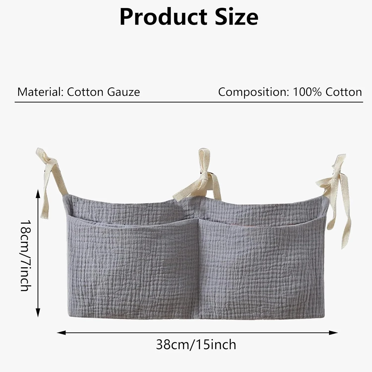 ارگانایزر تخت نوزاد، ارگانایزر اتاق کودک، ارگانایزر آویز تخت اتاق کودک، کیف تخت، کیف اسباب بازی، ارگانایزر لوازم جانبی، کنار تخت، مناسب برای تخت نوزاد، پوشک، لباس، اسباب بازی (خاکستری)