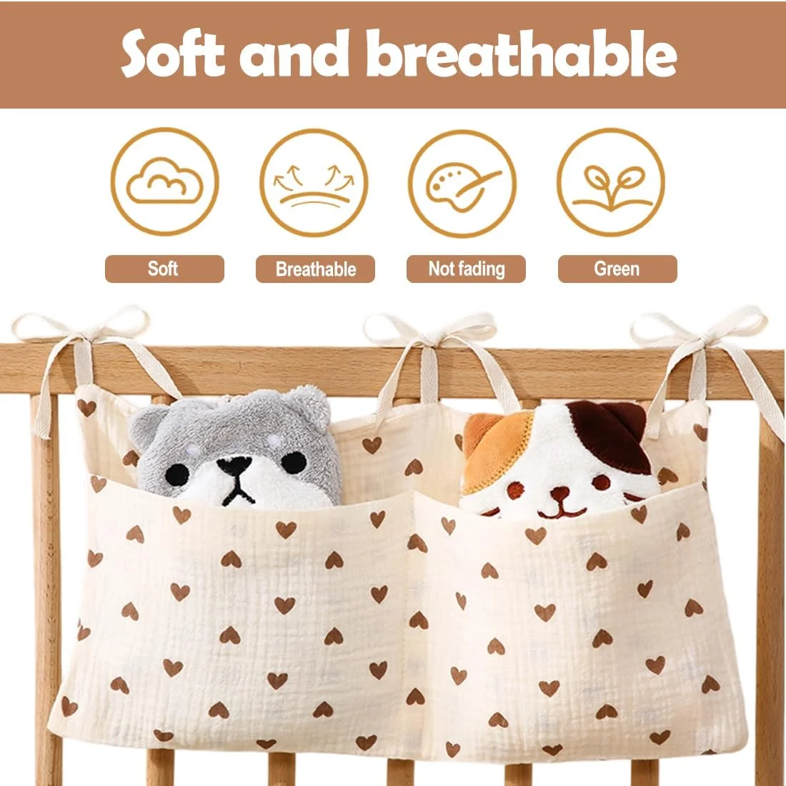 کیلس 1 عدد ارگانایزر تخت کودک، ارگانایزر آویز تخت اتاق کودک با جیب، کنار تخت کودک، کیف تخت، کیف اسباب بازی، کیسه های ذخیره سازی، تخت، برای پوشک، لباس، اسباب بازی