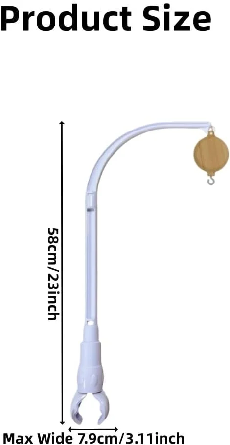 بازوی نگهدارنده آویز تخت نوزاد 23 اینچی به همراه جعبه موزیکال با قابلیت تنظیم صدا و پخش 35 آهنگ - مناسب برای تزئینات اسباب بازی