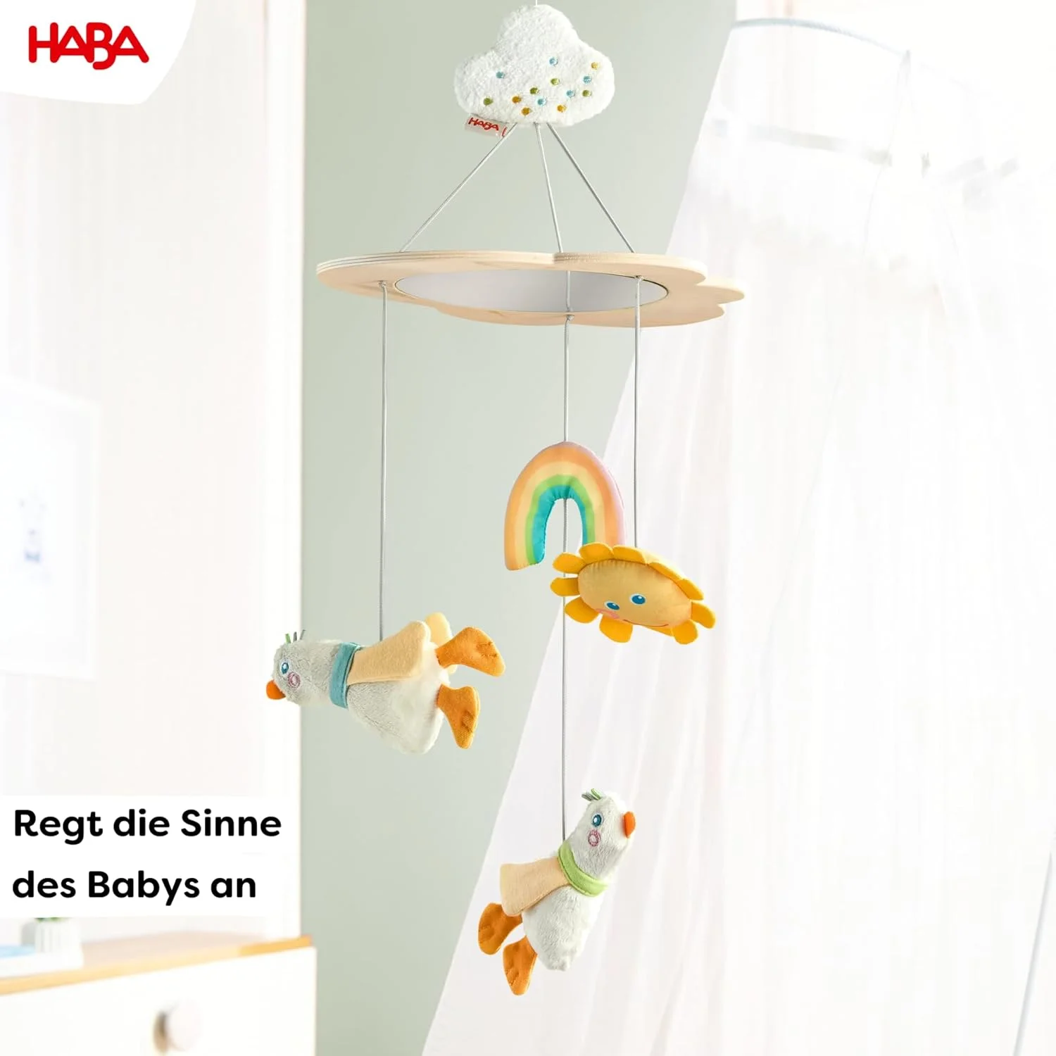 آویز تخت کودک طرح غاز HABA - آویز کودک ساخته شده از چوب و پارچه، اسباب بازی کودک برای کشف و تماشا، مناسب برای کودکان نوپا از 0 سال، هدیه تولد، برای تخت نوزاد - 2012324001