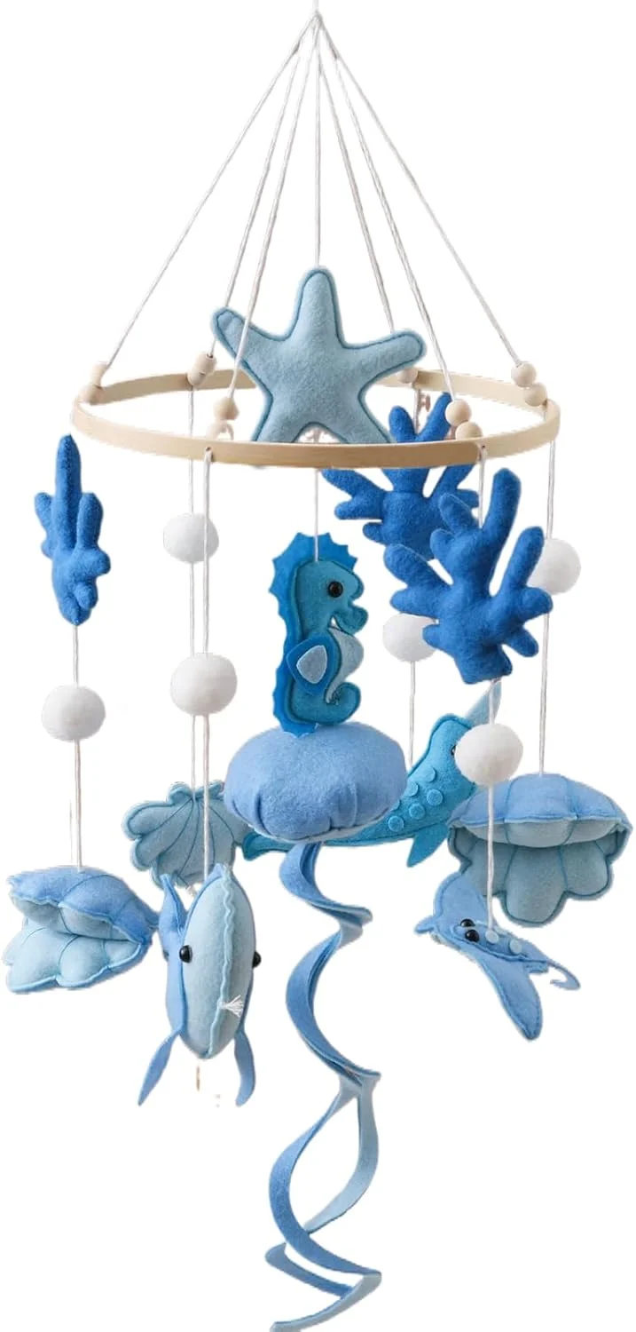 آویز بالای تخت نوزاد - زنگ آرامش بخش تخت کودک، اسباب بازی آرامش بخش با تم دریایی برای دکوراتورها، کودکان، والدین جدید، ارائه دهندگان مراقبت از کودک، کالسکه، سقف، اتاق کودک، پارک بازی
