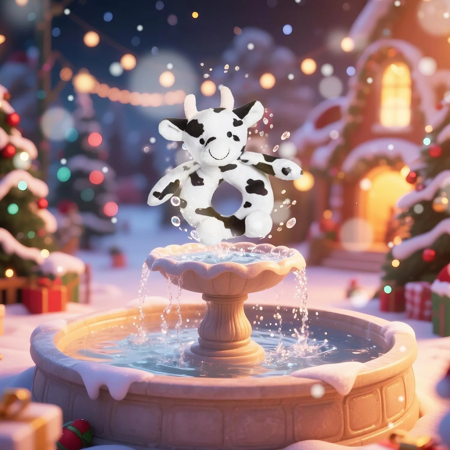 جغجغه نرم گاو کودک آلو زرد، اسباب بازی پولیشی برای نوزاد، جغجغه دستی نرم بالای 0 ماه (گاو، 6 اینچ)