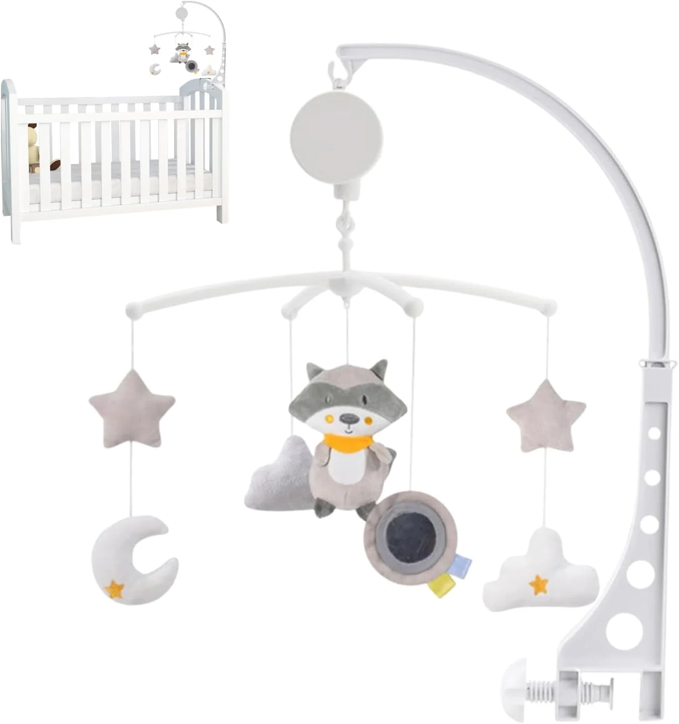 آویز تخت نوزاد | آویز موزیکال تخت نوزاد، اسباب بازی آرامش بخش گهواره با آویز بادی حیوانات با صداهای ملودیک برای کالسکه، اتاق بازی، اتاق خواب، خرید، مهد کودک در فضای باز