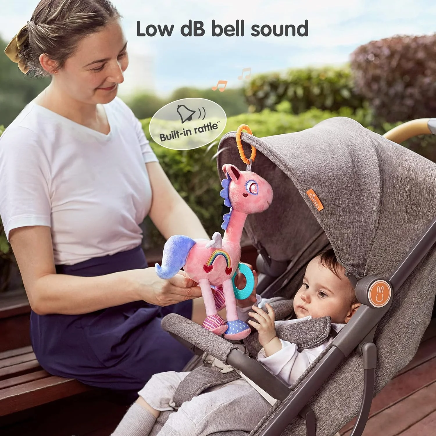 اسباب بازی های کالسکه کودک TUMAMA، اسباب بازی های صندلی ماشین کودک، اسباب بازی های نوزاد، اسباب بازی های یادگیری حسی جیر جیر کننده با دندان گیر، جغجغه های نرم زنگوله دستی برای 0، 3، 6، 9، 12 ماهگی، تولد نوزاد