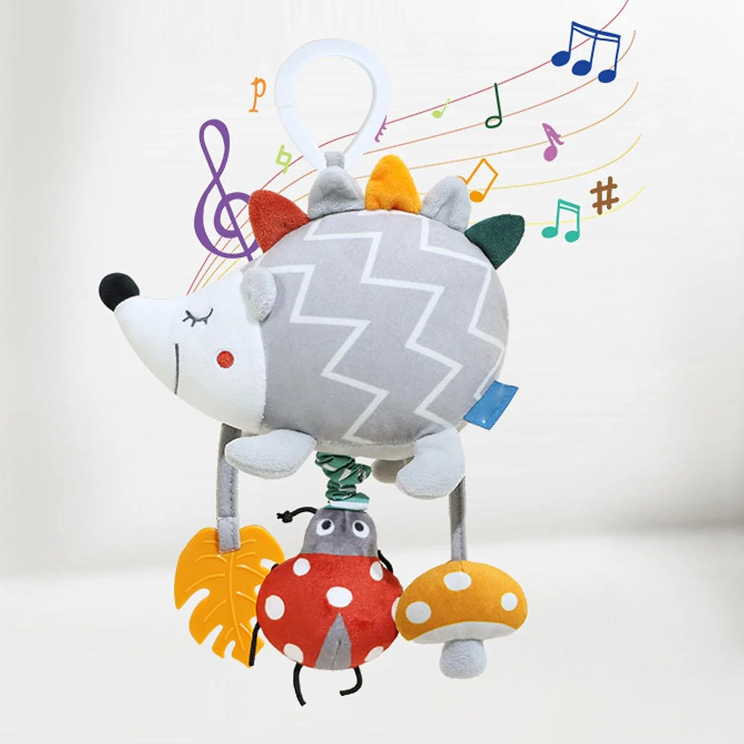 آویز تخت نوزاد با جغجغه، میله آویز تخت و کالسکه برای نوزادان دختر و پسر (جوجه تیغی)