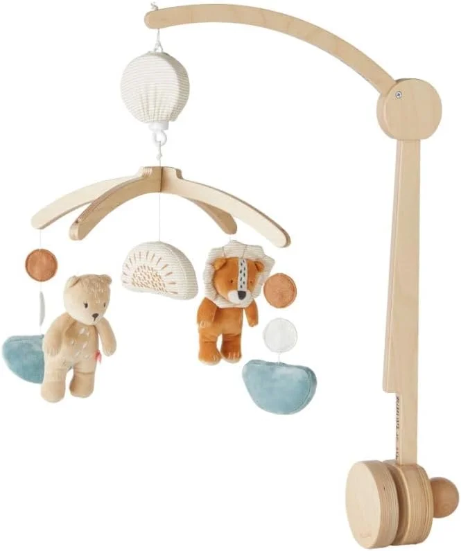 آویز موزیکال چوبی پاستلی Babou & Kendi نوکیز - مناسب تخت نوزاد، گهواره و پارک بازی - اسباب بازی آموزشی