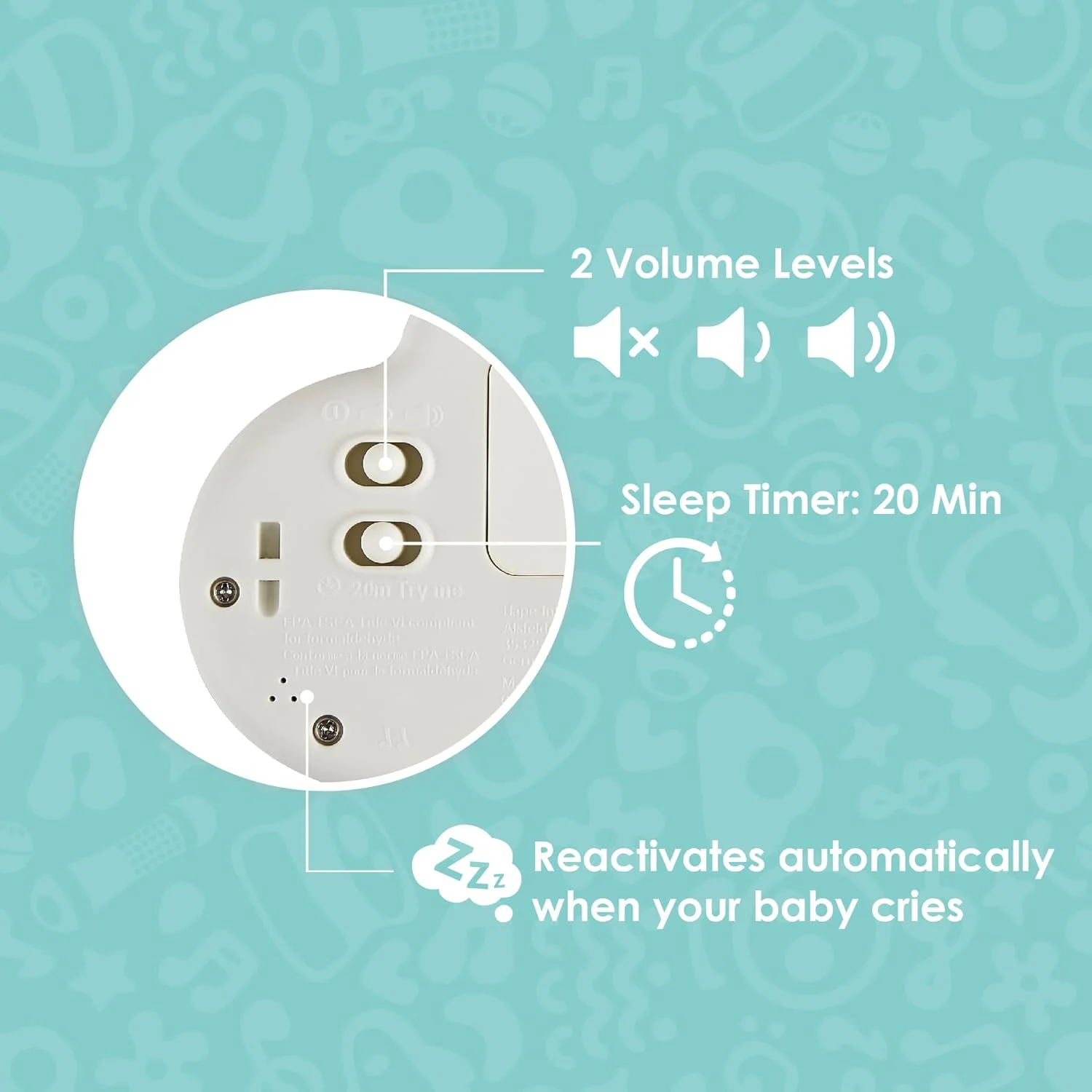 آویز تخت نوزاد Hape با چراغ و آهنگ های آرامش بخش | 10 نوع صدای خواب آرامش بخش برای آویز تخت | چراغ خواب قابل تنظیم برای نوزاد از بدو تولد