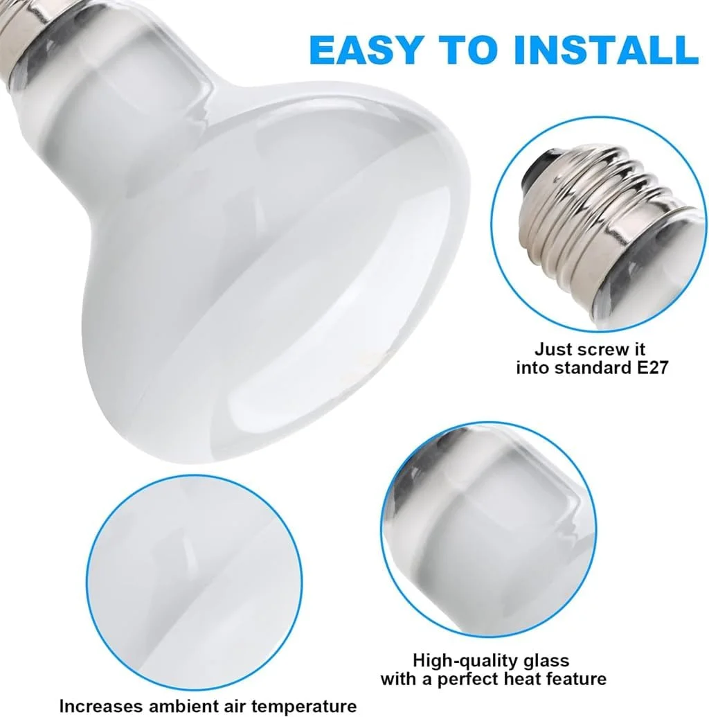 لامپ نقطه ای آفتاب گیر Azonee، بسته 2 عددی لامپ حرارتی 100 واتی برای خزندگان، لامپ حرارتی لاک پشت، لامپ حرارتی نور طبیعی برای خزندگان، دوزیستان، جوجه ها، توله سگ ها، سفید