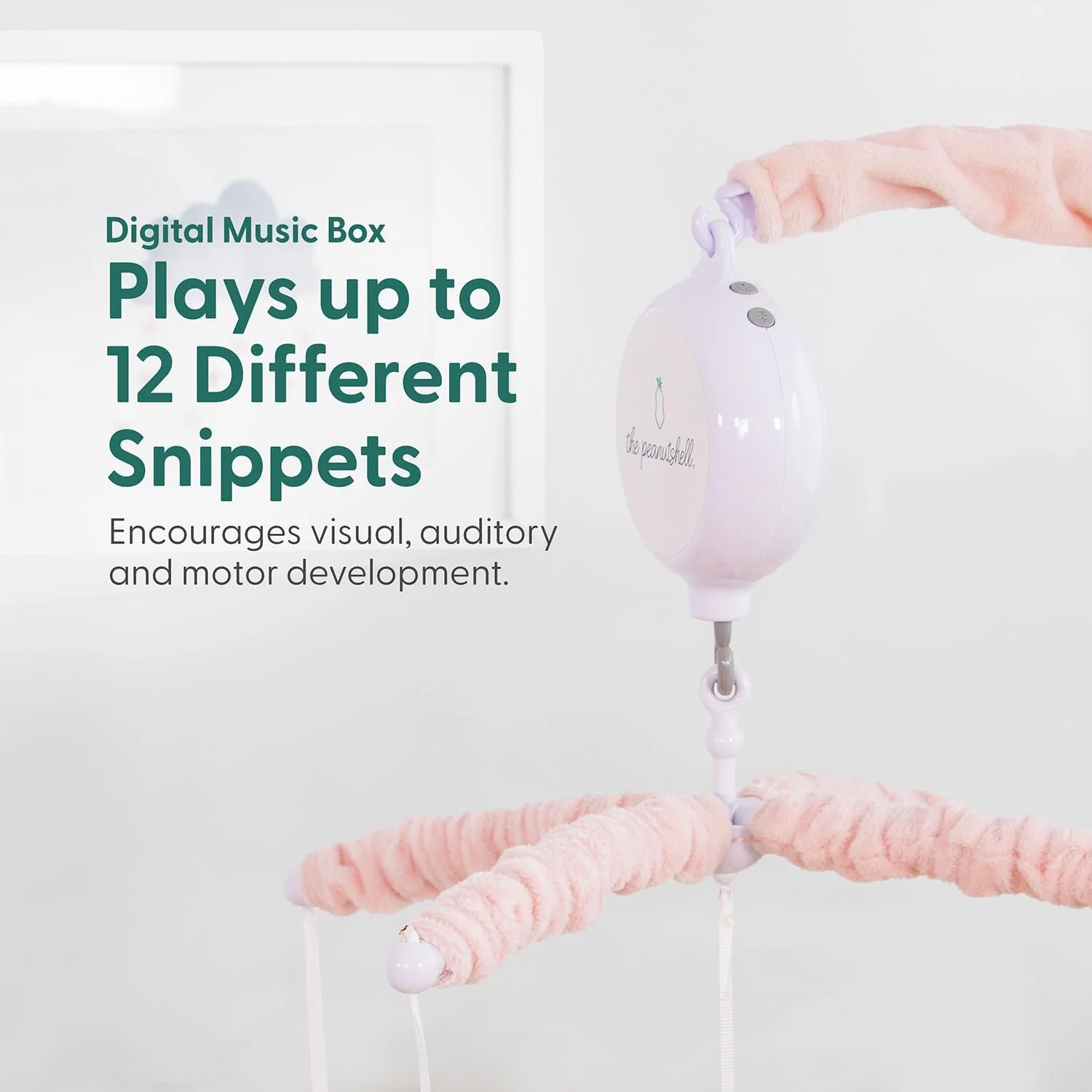 آویز تخت موزیکال گلدار صورتی Peanutshell برای نوزاد دختر | جعبه موزیک دیجیتال با 12 لالایی
