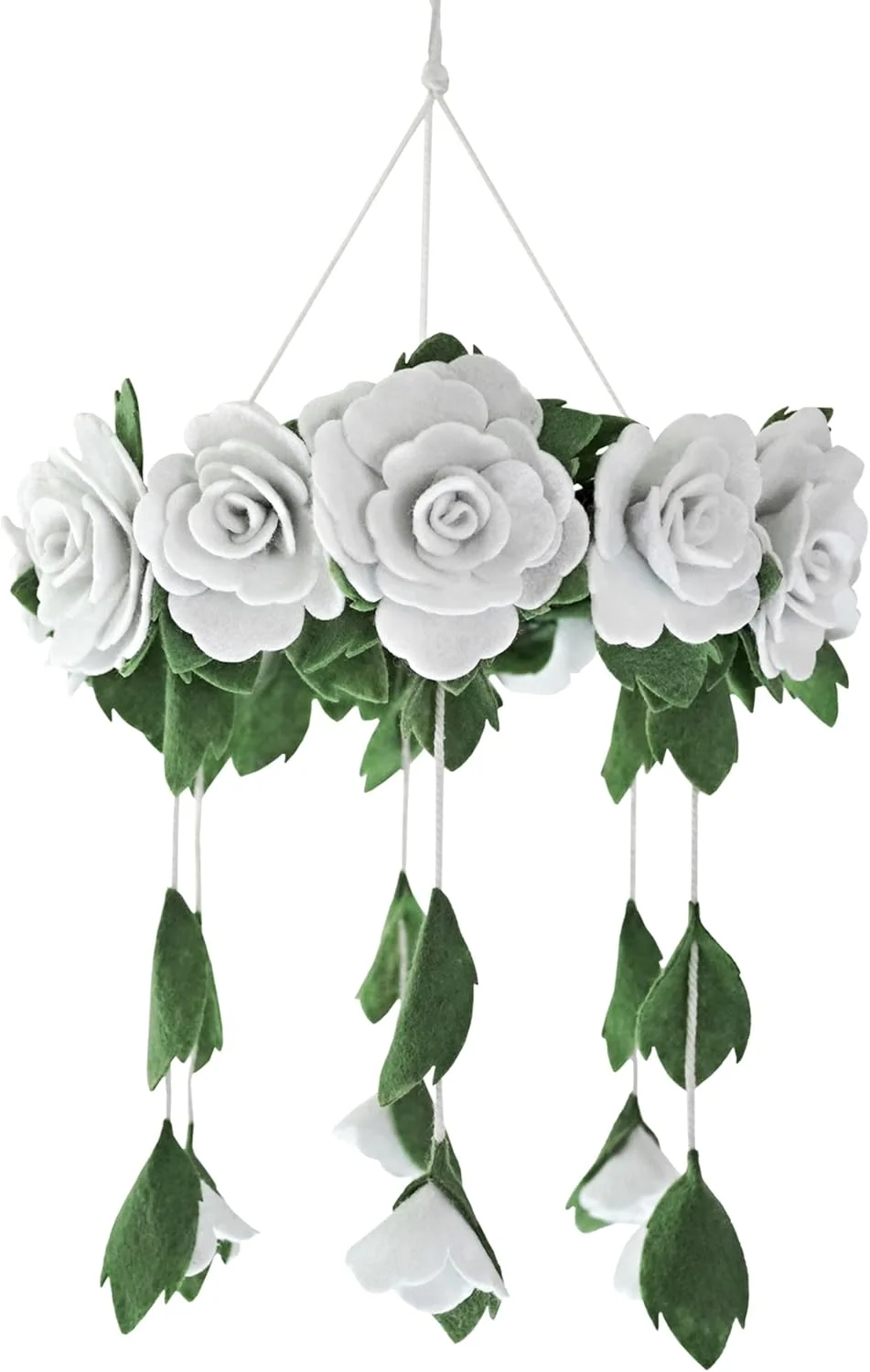 آویز تخت نوزاد سورل + فرن (رزهای سفید) - دکور اتاق نوزاد - دکور گل دست ساز برای دختران - آویز بالای تخت