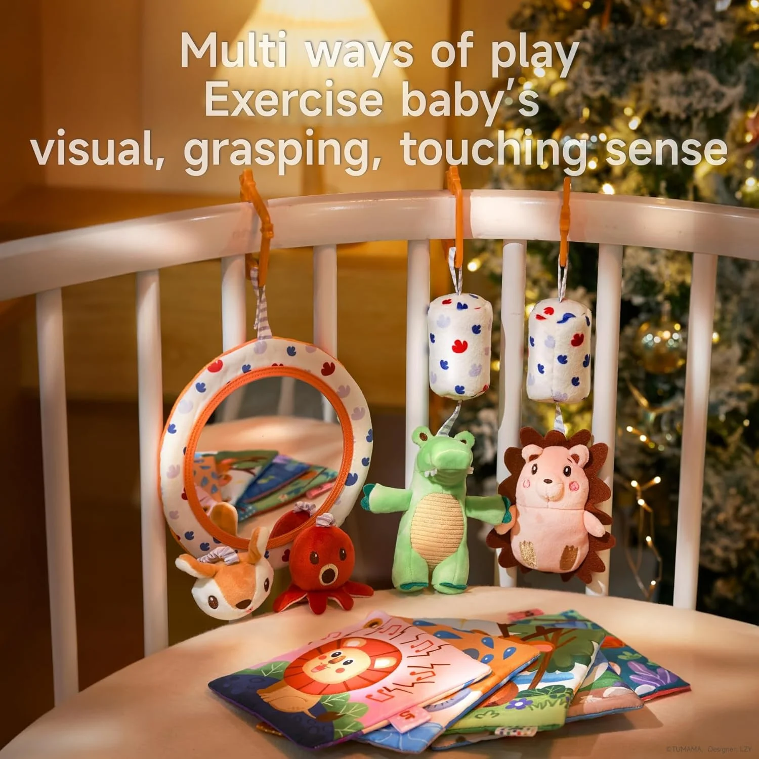 اسباب بازی صندلی ماشین کودک توماما مناسب نوزادان 0-6 ماه، جغجغه، آویز کالسکه، آینه، صدای خش خش، اسباب بازی های فشاری هدیه برای نوزاد دختر و پسر