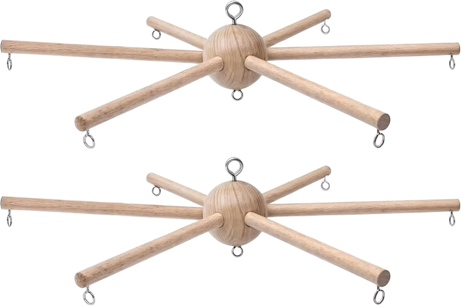 ست 2 عددی قاب آویز تخت نوزاد، آویز تزئینی چوبی طبیعی برای تخت خواب، آویز دست ساز خلاقانه برای اتاق کودک پسرانه دخترانه، لوازم جانبی زنگ اسباب بازی آویز دیواری بالکن اتاق خواب