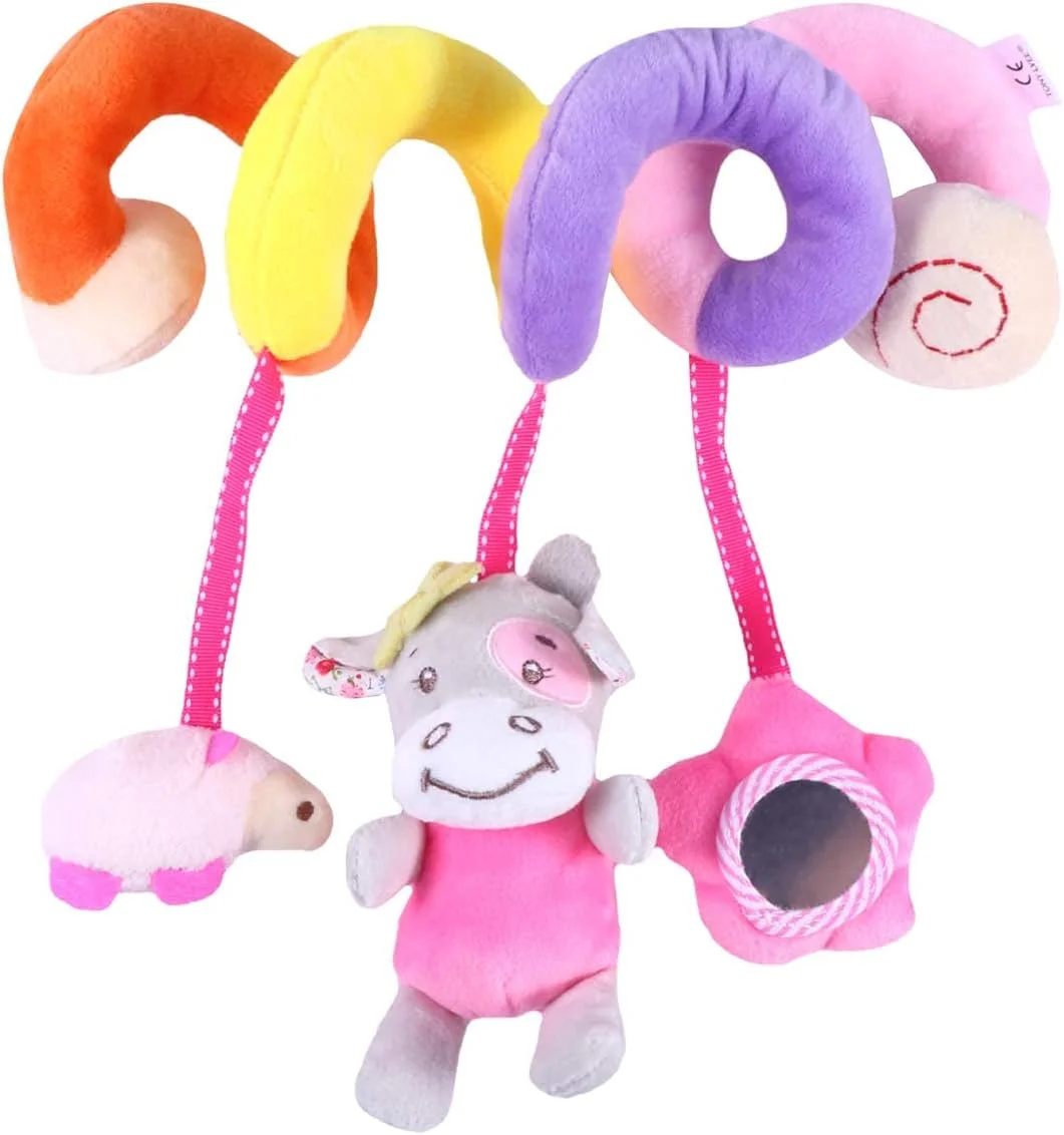 اسباب بازی مارپیچ کودک، اسباب بازی تخت نوزاد حیوانات پولیشی، اسباب بازی نوزاد برای تخت خواب کودک، کالسکه، میله صندلی ماشین، اسباب بازی آویز با زنگ