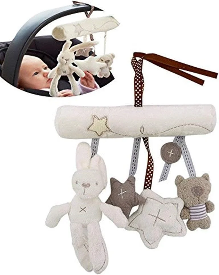 آویز تخت نوزاد طرح خرگوش و ستاره موزیکال - سفید، بادوام و کاربردی