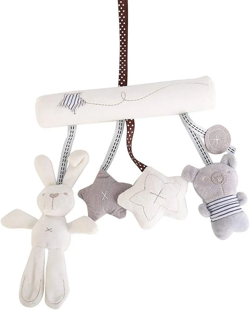 آویز تخت نوزاد طرح خرگوش و ستاره موزیکال - سفید، بادوام و کاربردی