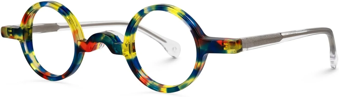 فریم عینک گرد استات زیلول با عدسی شفاف بدون نمره برای زنان و مردان