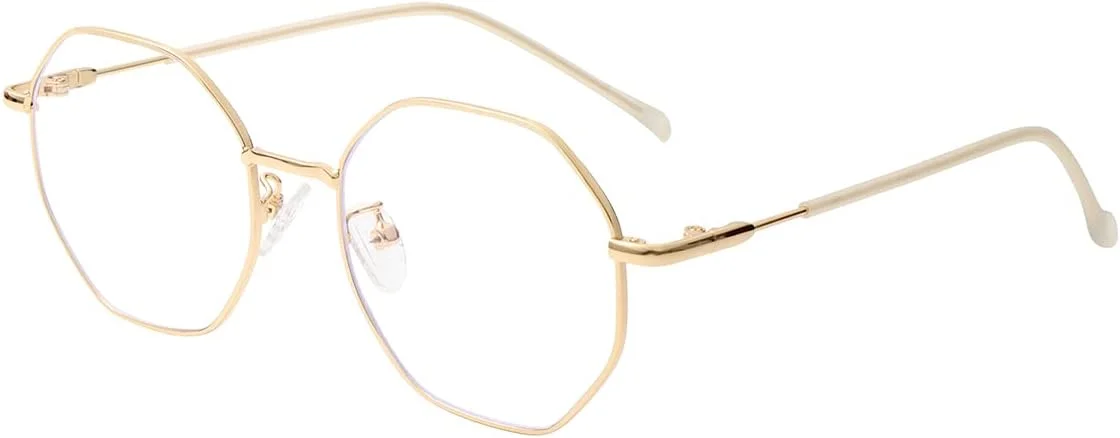 عینک چند ضلعی NIDOVIX بدون نسخه برای زنان و مردان، عینک فلزی هشت ضلعی مربعی شکل با فریم وینتیج