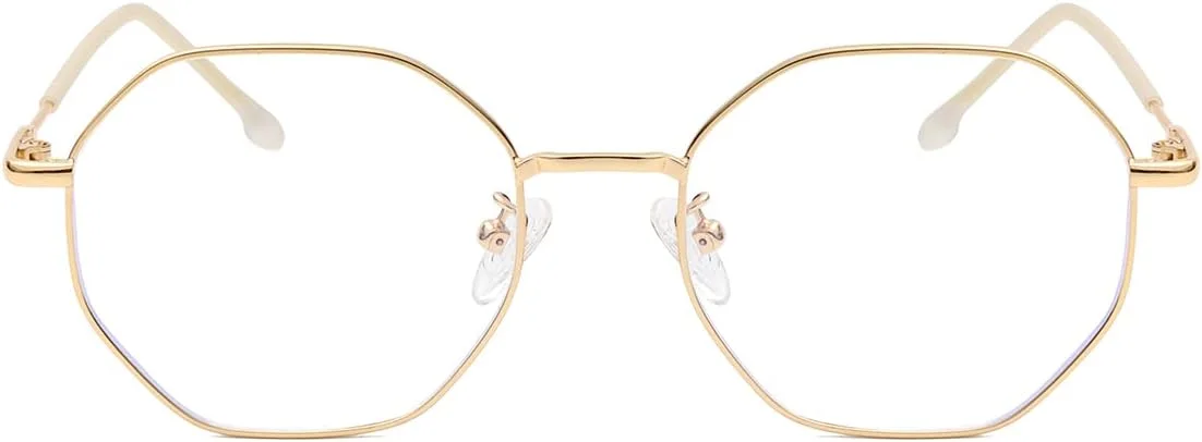 عینک چند ضلعی NIDOVIX بدون نسخه برای زنان و مردان، عینک فلزی هشت ضلعی مربعی شکل با فریم وینتیج