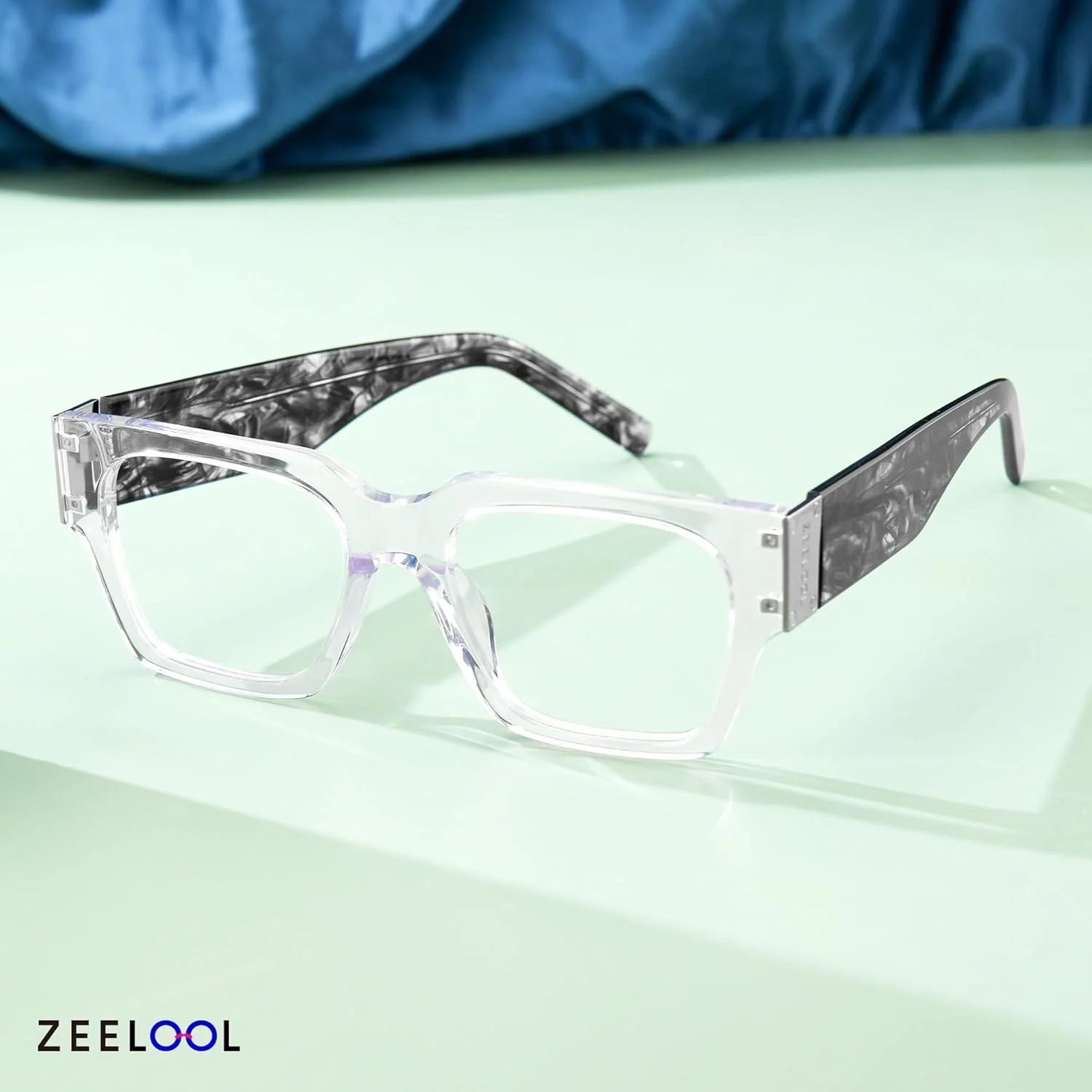 فریم عینک مربعی رترو Zeelool برای مردان با لنزهای شفاف بدون نسخه Dedee ZJGX535555