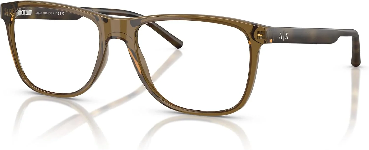 فریم عینک طبی مردانه A|X ARMANI EXCHANGE مدل AX3048F، مربعی، مناسب بینی های کوچک، سبز شفاف براق/لنز دمو، سایز 56 میلی متر