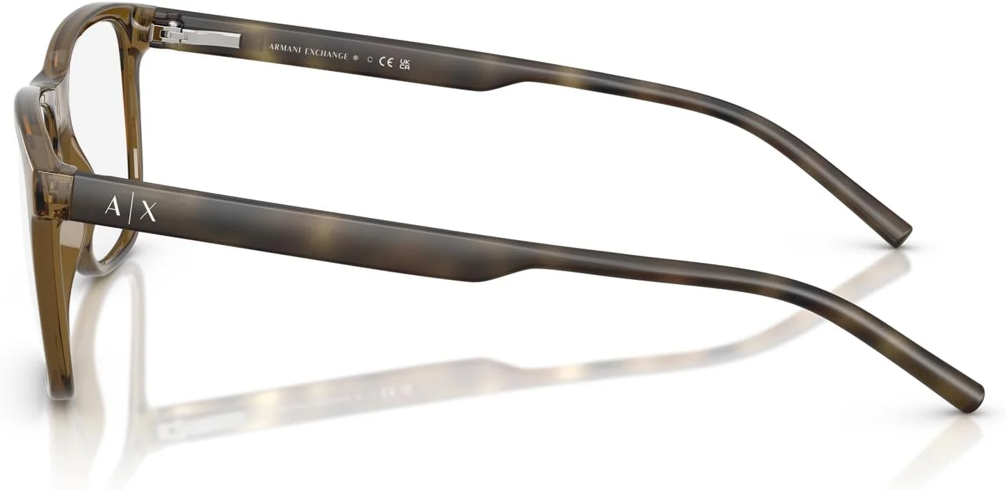 فریم عینک طبی مردانه A|X ARMANI EXCHANGE مدل AX3048F، مربعی، مناسب بینی های کوچک، سبز شفاف براق/لنز دمو، سایز 56 میلی متر