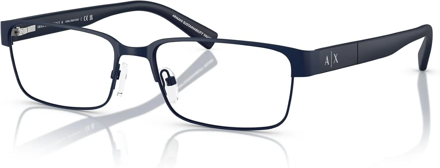 فریم عینک طبی مستطیلی مردانه A|X ARMANI EXCHANGE مدل AX1017، آبی مات/لنز نمایشی، 54 میلی متر