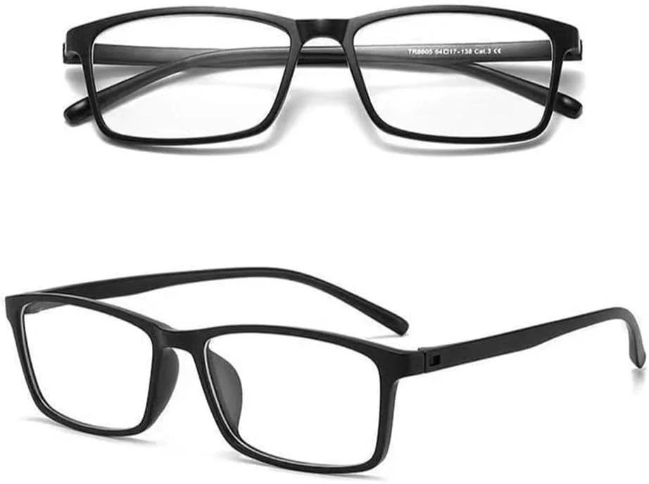 عینک مربعی مشکی فوق سبک HADQ8A30-1/LCS002YT، محافظ چشم، فریم پلاستیکی کامل، فریم آینه ای TR90 54-20-150، مشکی