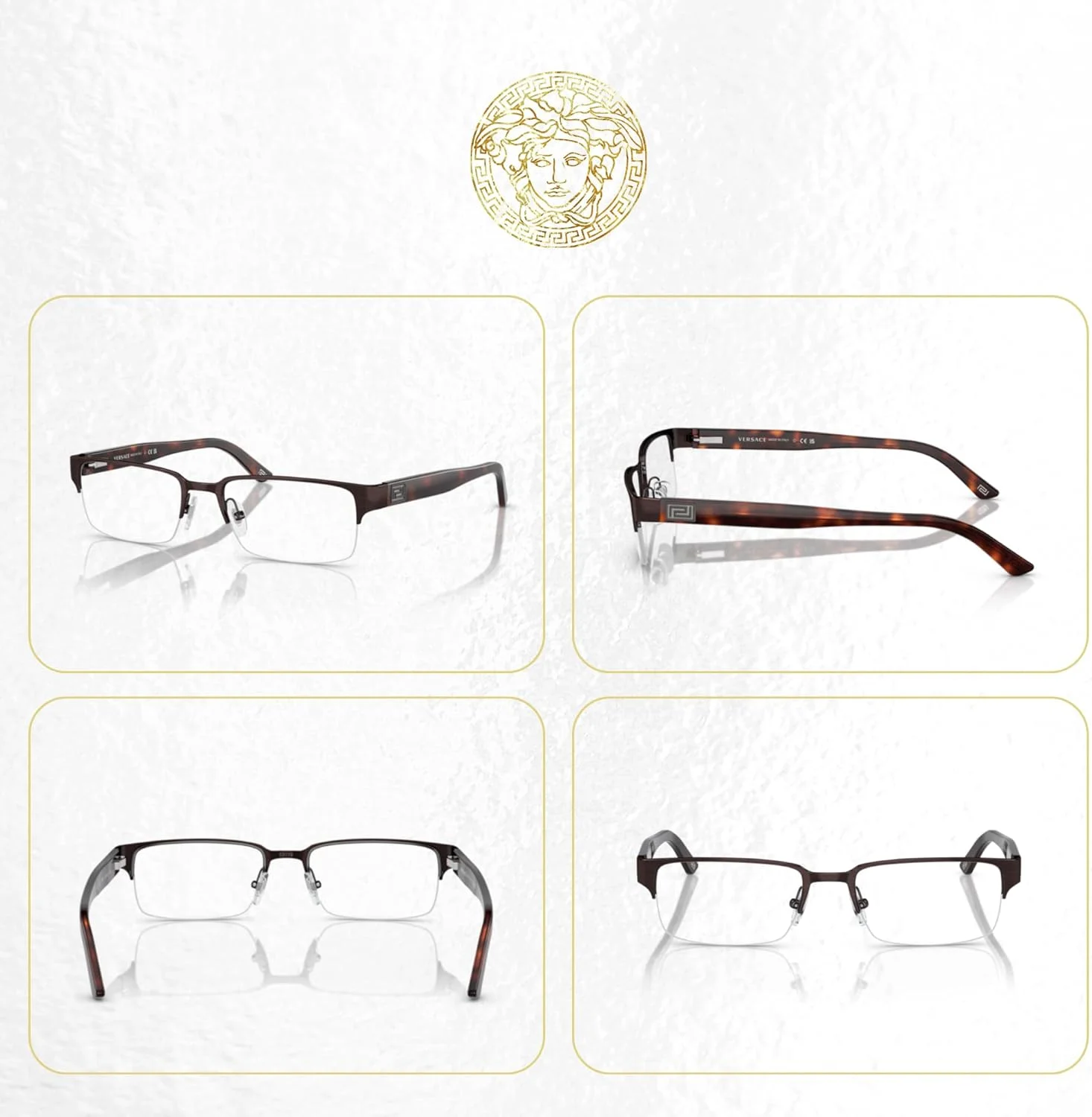 عینک مستطیلی مردانه ورساچه مدل VE1184 + بسته لوازم جانبی مراقبت از عینک iWear