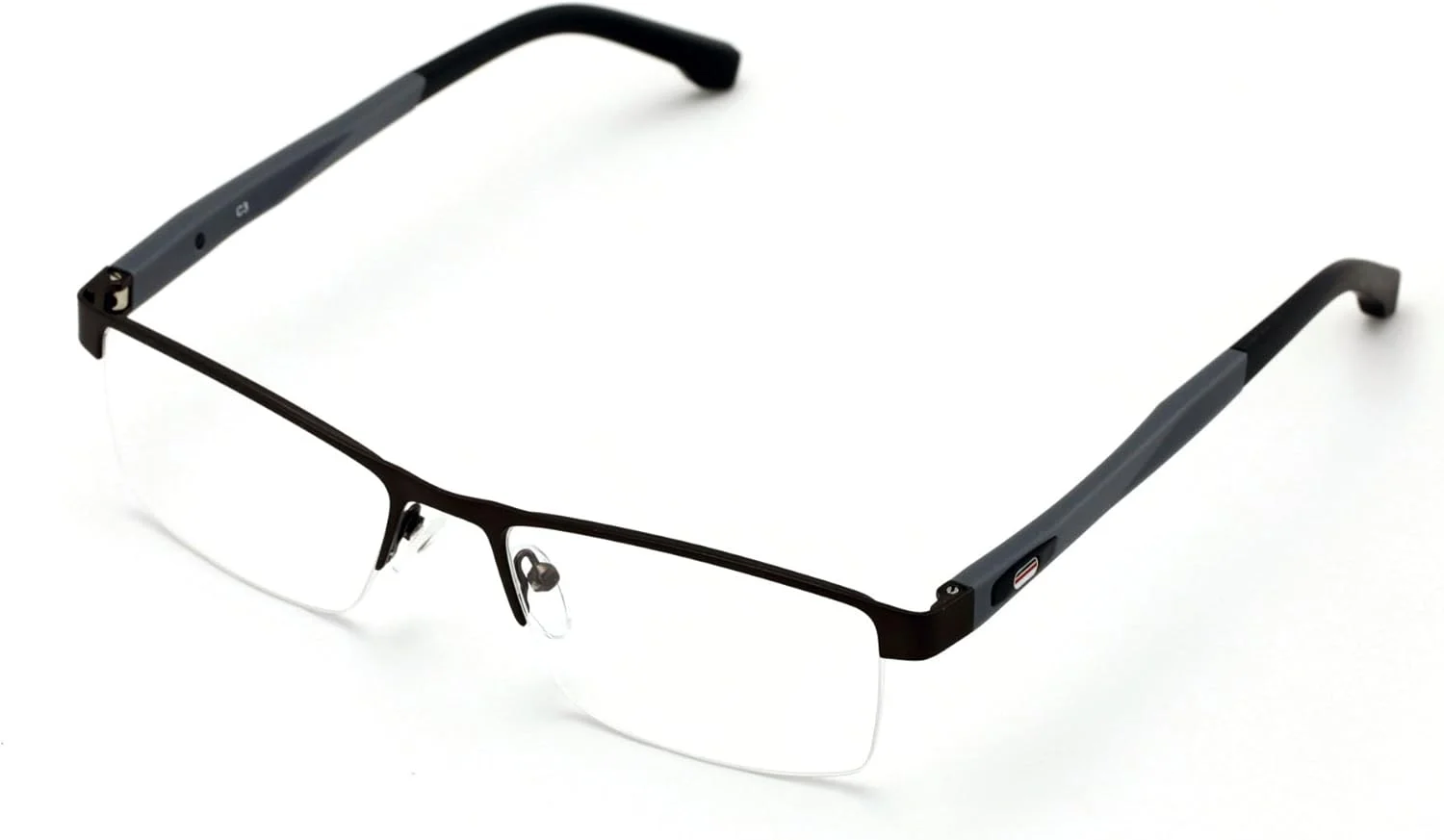 عینک مردانه V.W.E. نیمه بدون فریم مستطیلی با لنز شفاف (خاکستری)