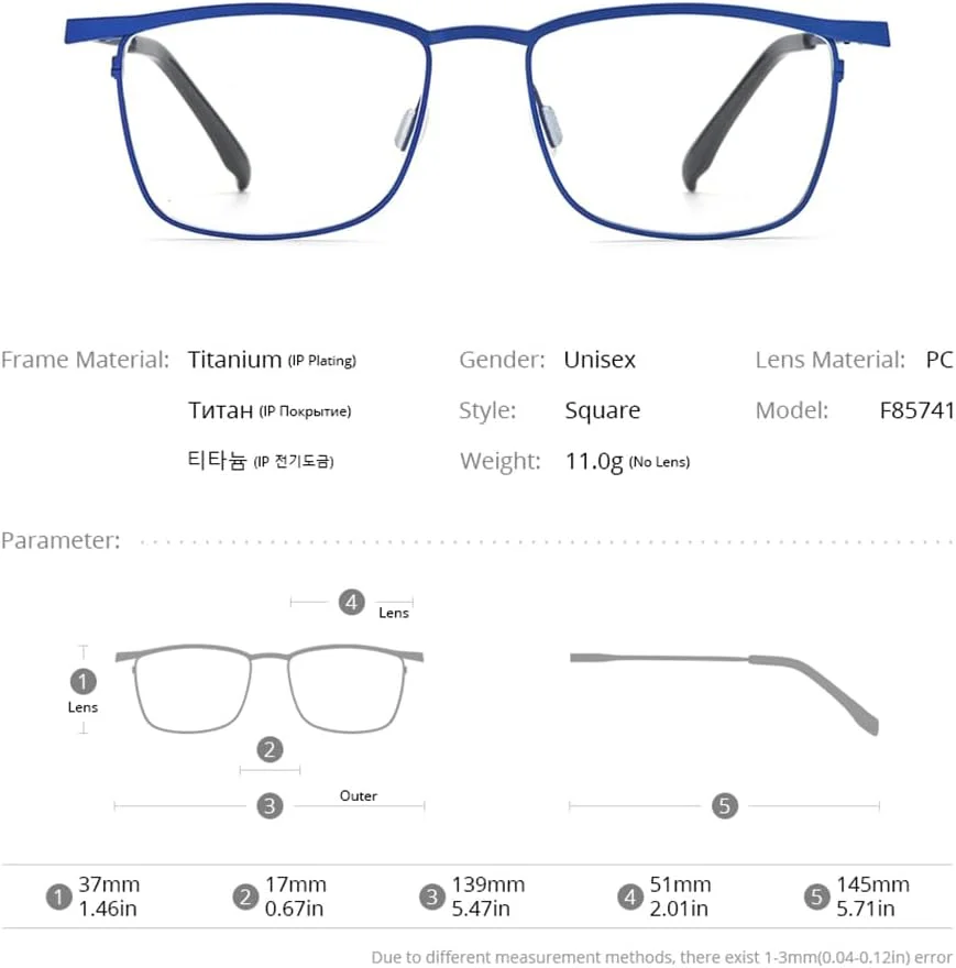 فریم عینک مردانه فونکس مدل F85741، مربعی، تیتانیوم خالص