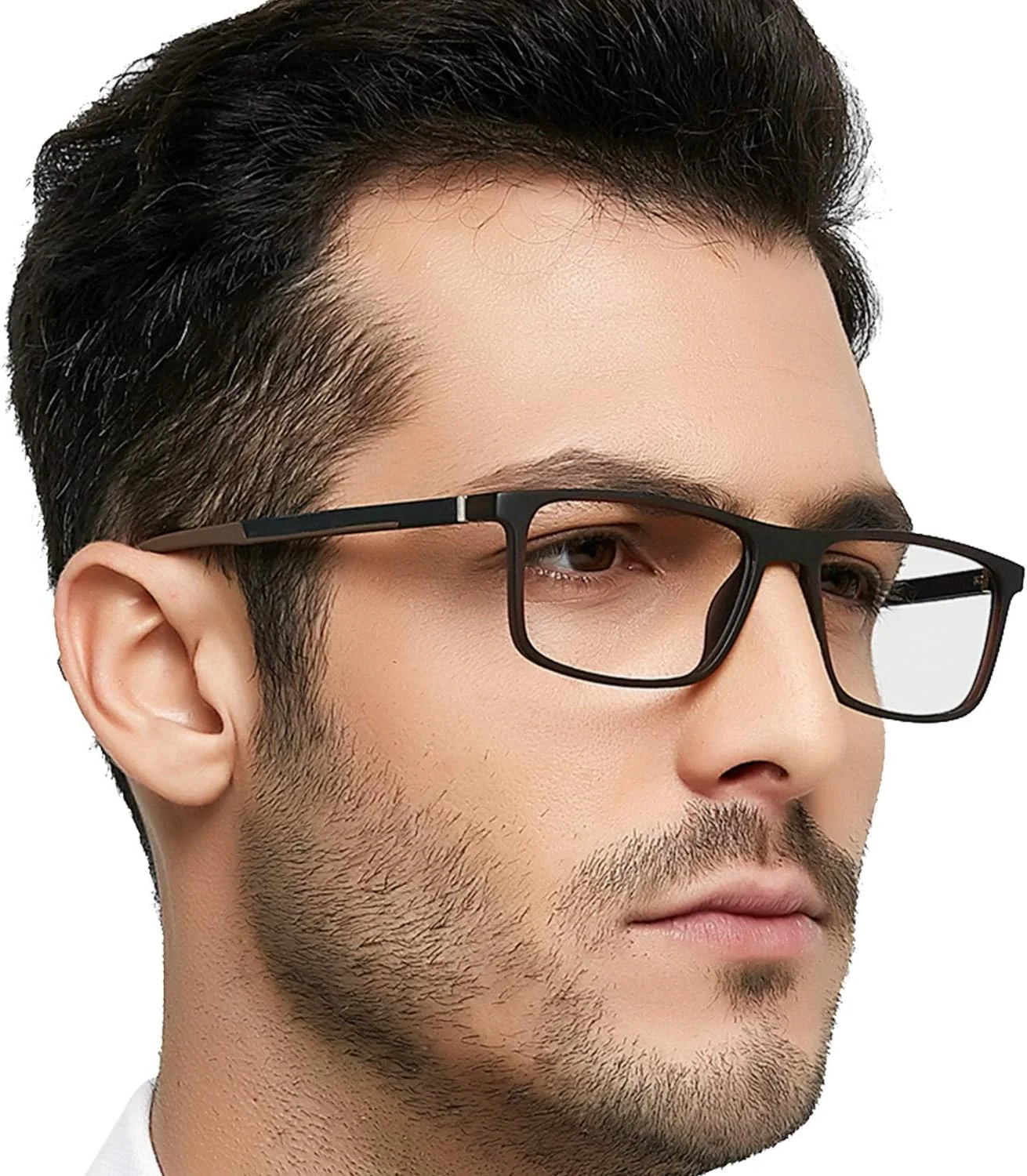 عینک کامپیوتر مردانه OCCI CHIARI، عینک طبی با لولا، عینک بزرگ با فیلتر نور آبی (قهوه ای)