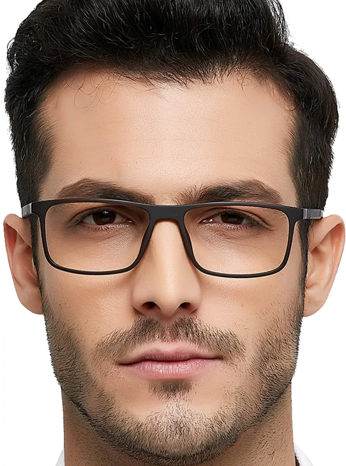 عینک کامپیوتر مردانه OCCI CHIARI، عینک طبی با لولا، عینک بزرگ با فیلتر نور آبی (قهوه ای)