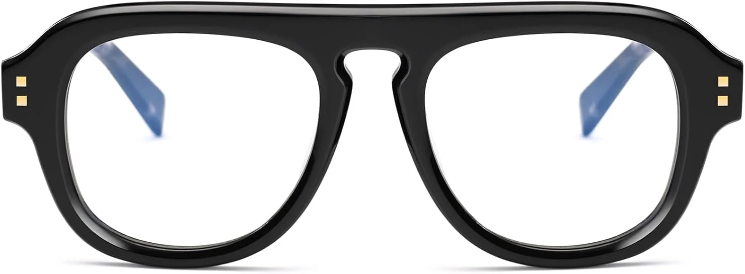 عینک مردانه Dollger با فریم استات، مسدود کننده نور آبی، طرح بیضی رترو مدل D1E240403