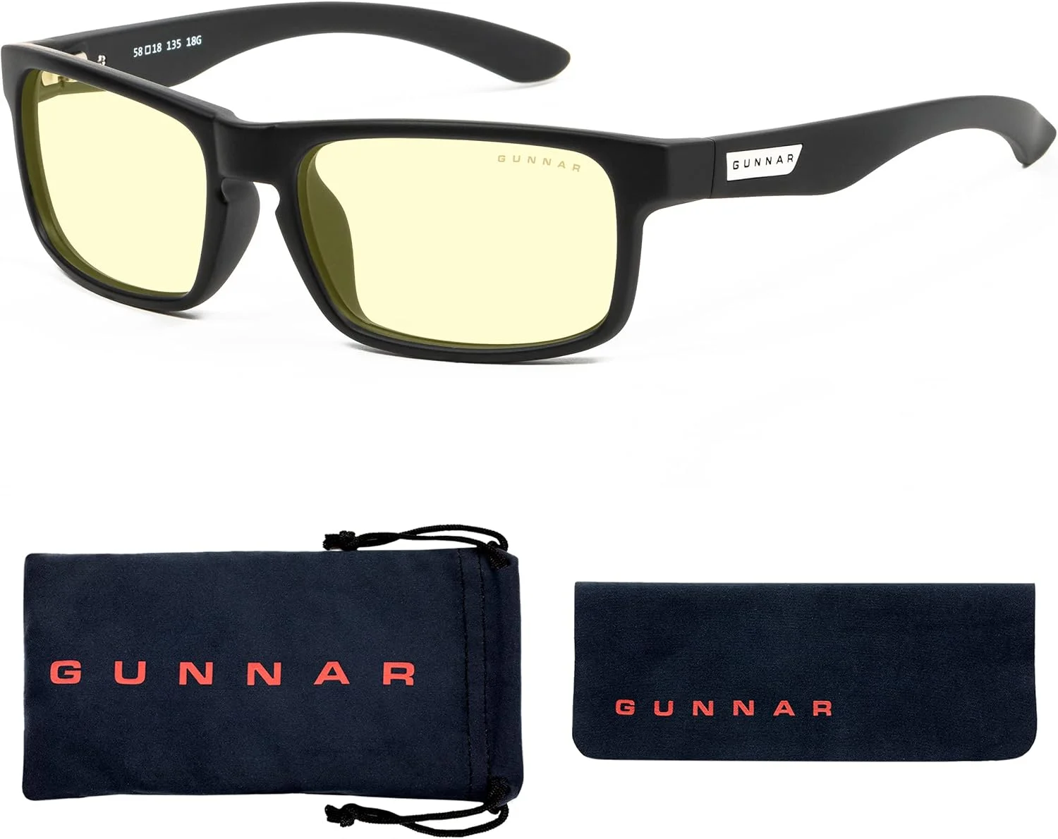 عینک کامپیوتر و گیمینگ گانار - مسدود کننده 65% نور آبی - Enigma, Onyx, Amber Tint, Onyx Frame, One size