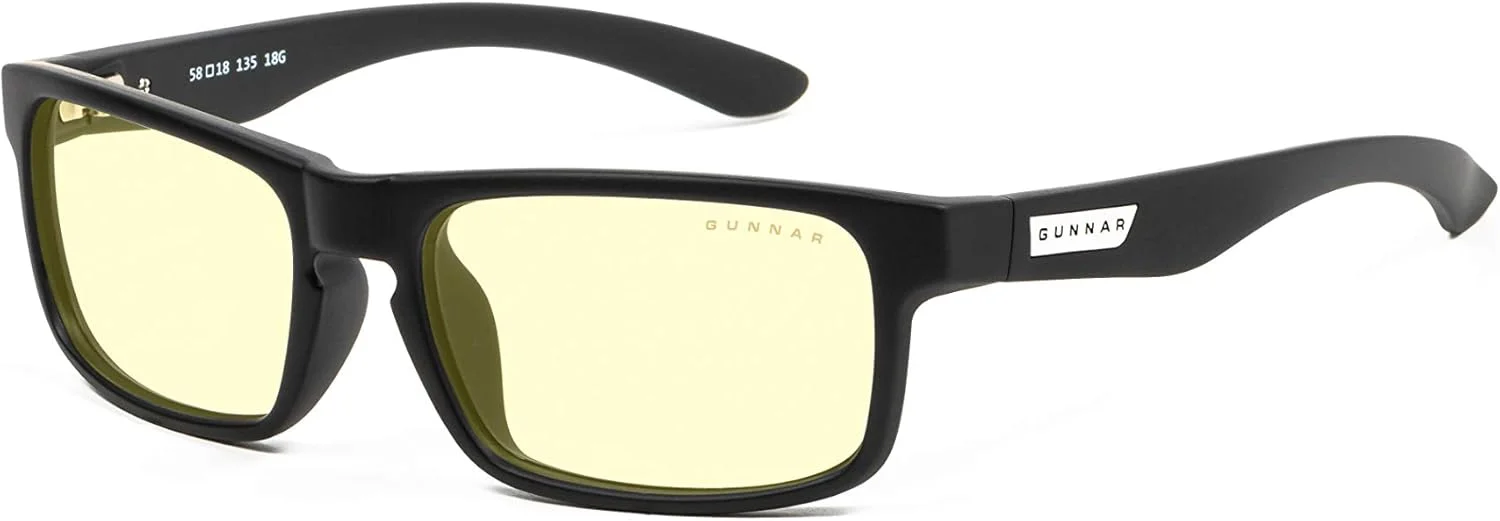 عینک کامپیوتر و گیمینگ گانار - مسدود کننده 65% نور آبی - Enigma, Onyx, Amber Tint, Onyx Frame, One size