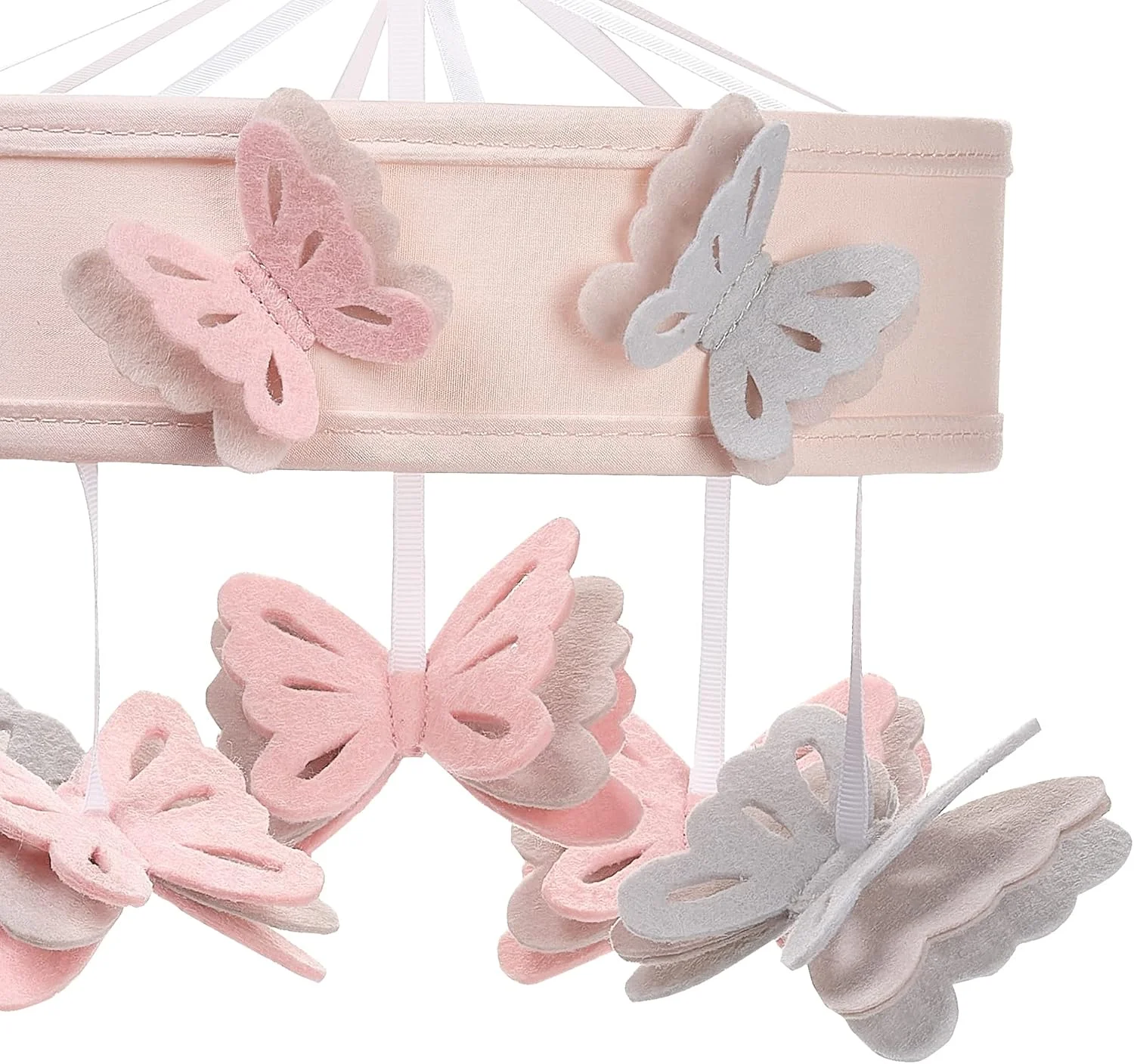 آویز موزیکال تخت نوزاد طرح پروانه صورتی Lambs & Ivy Baby Blooms