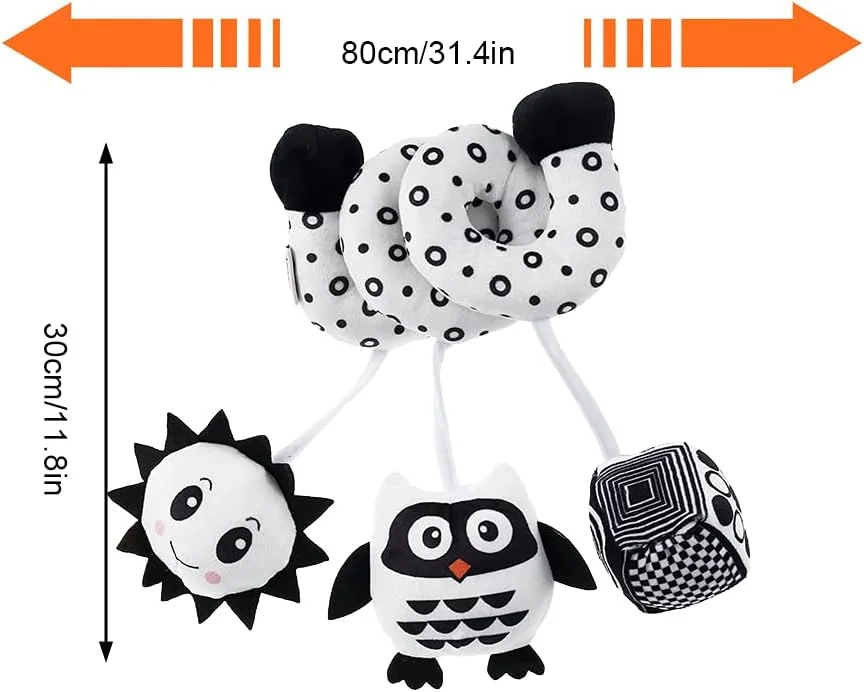 آویز اسباب بازی مارپیچی فعالیت کودک کیوهوم با زنگوله، اسباب بازی آموزشی پولیشی نرم و ایمن برای تحریک حواس کودک برای تخت نوزاد، کالسکه و صندلی ماشین (جغد)