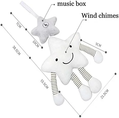 جغجغه پولیشی کودک طرح ستاره سفید آویز تخت زنگ تخت اسباب بازی پولیشی موزیکال برای نوزاد