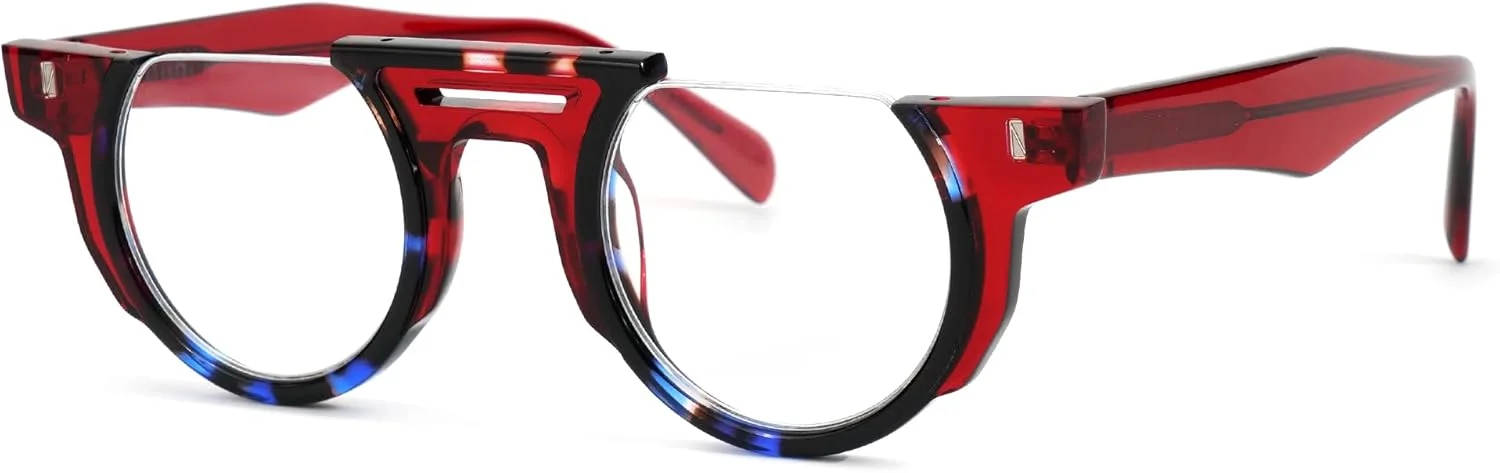 عینک‌های گرد نیمه فریم کلاسیک Zeelool با لنزهای شفاف بدون نسخه برای مردان ZJGA332547