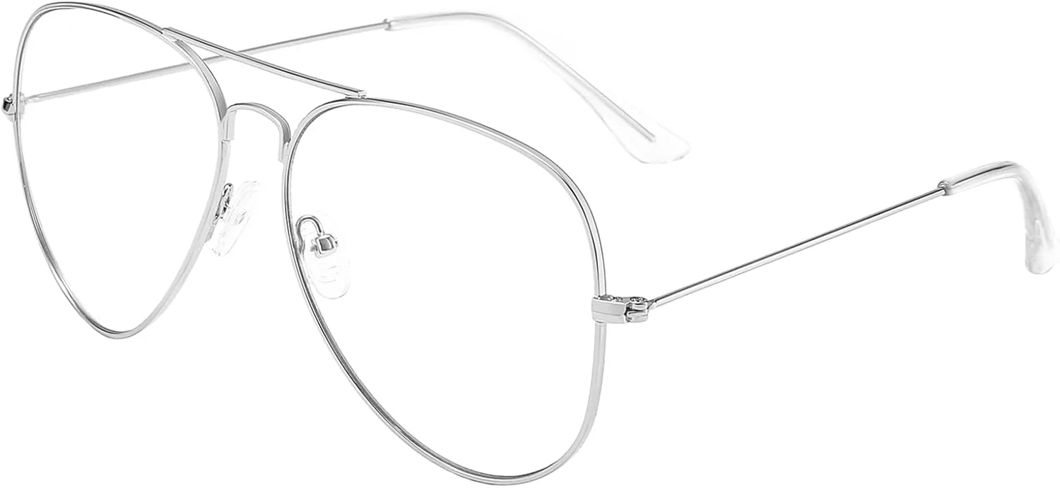 عینک خلبانی Dollger با لنز شفاف، فریم فلزی برای زنان و مردان (بدون نمره) عینک خلبانی Dollger با لنز شفاف، فریم فلزی برای زنان و مردان (بدون نمره)