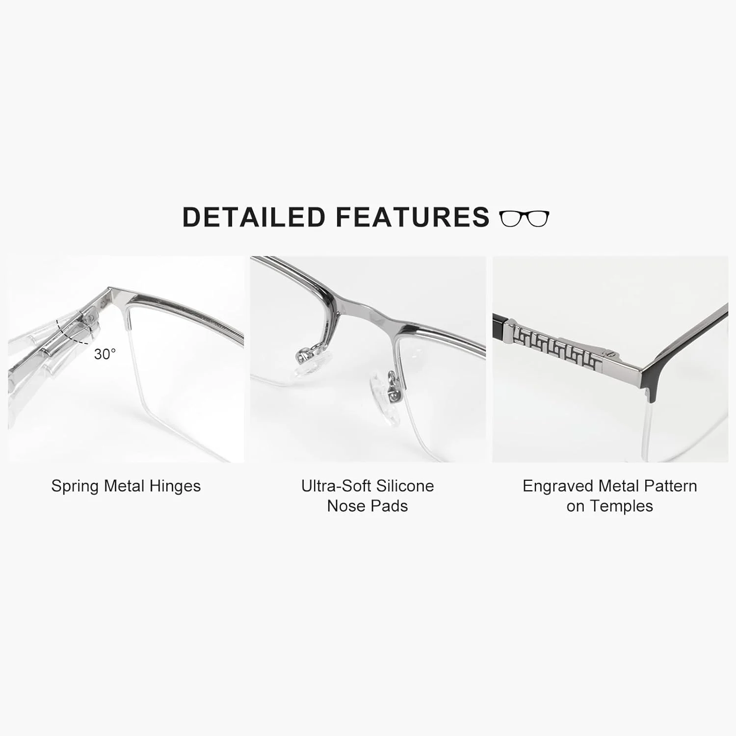 عینک با لنز شفاف مردانه، فریم عینک سبک وزن مردانه، عینک طبی سبک تجاری، لنز قابل تعویض