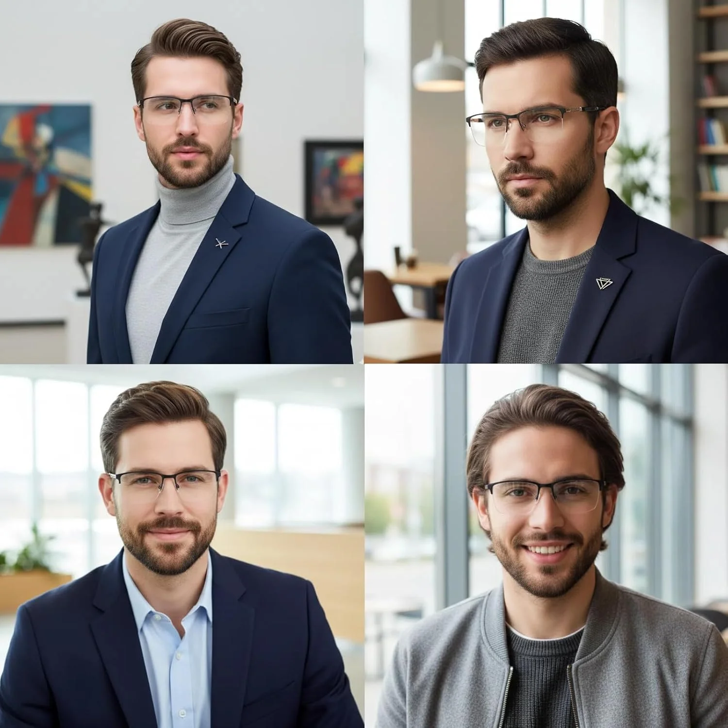 عینک با لنز شفاف مردانه، فریم عینک سبک وزن مردانه، عینک طبی سبک تجاری، لنز قابل تعویض