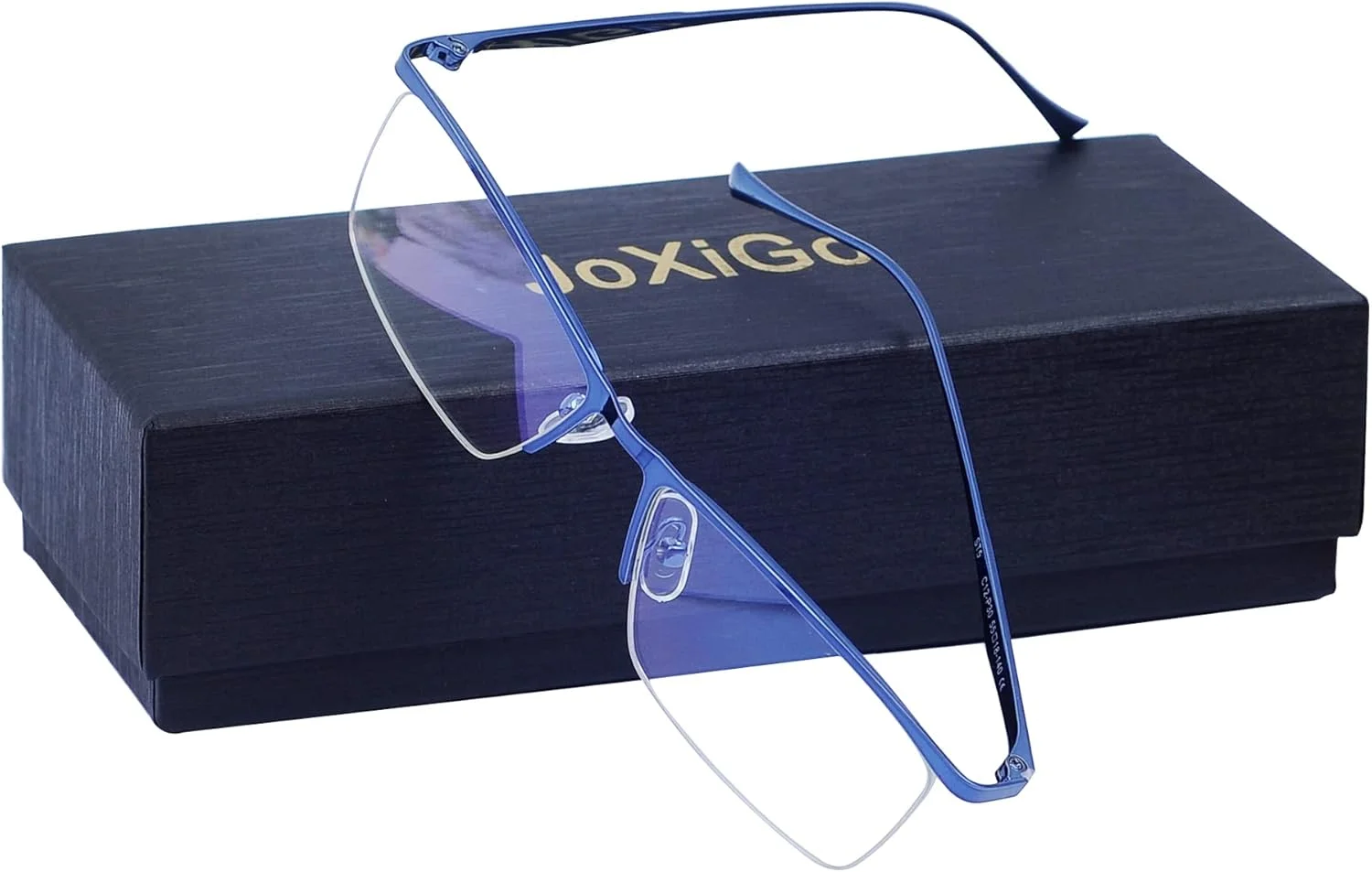 عینک بازی کامپیوتر مسدود کننده نور آبی مردانه، فریم فلزی نیمه حاشیه + کیف، ضد تابش خیره کننده، ضد خستگی چشم