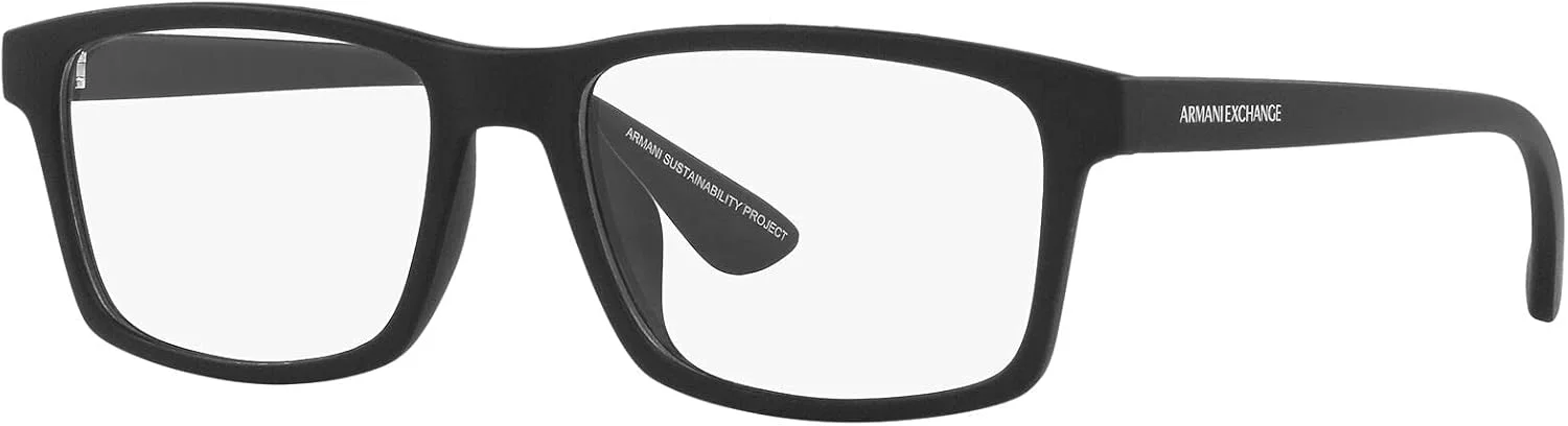فریم عینک طبی مستطیلی مردانه Armani Exchange A|X Ax3083u با فیت جهانی، مشکی مات/لنز نمایشی، 54 میلی متر فریم عینک طبی مستطیلی مردانه Armani Exchange A|X Ax3083u با فیت جهانی، مشکی مات/لنز نمایشی، 54 میلی متر