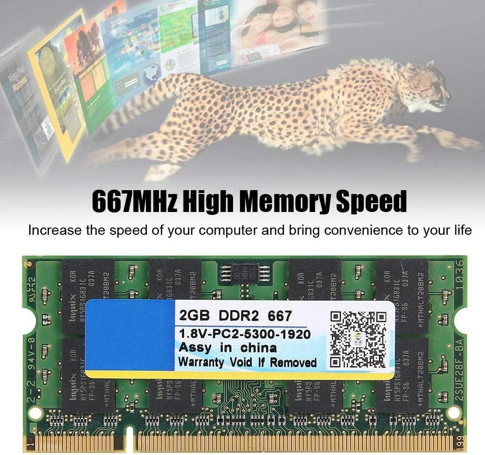 رم لپ تاپ DDR2 667MHz 2GB، ماژول حافظه PC2-5300 1.8V 200Pin برای کامپیوتر نوت بوک لپ تاپ
