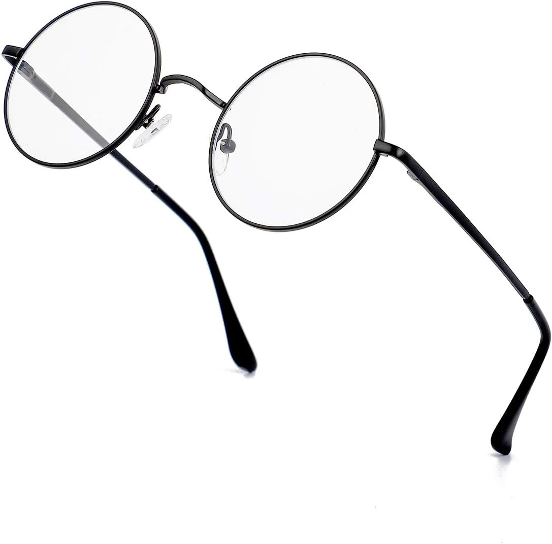 عینک مسدود کننده نور آبی گرد EYLRIM برای زنان و مردان، عدسی شفاف دایره ای با فریم فلزی، بدون نسخه