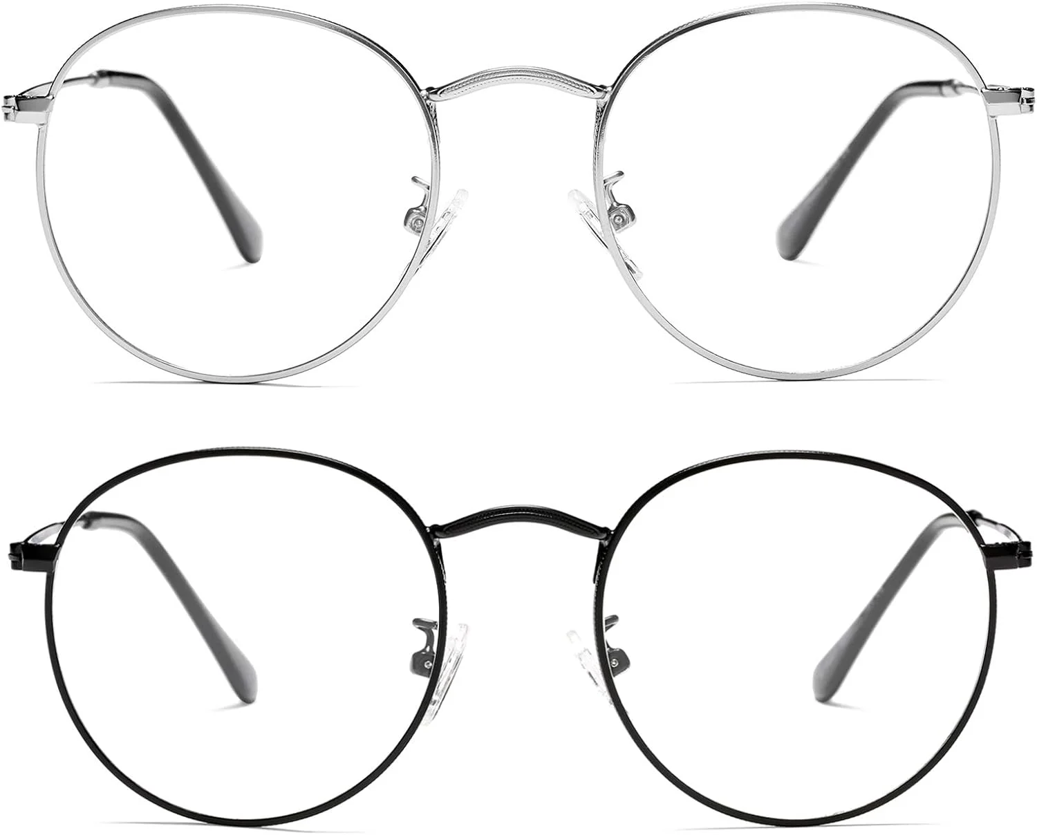 فریم عینک فلزی گرد وینتیج Braylenz با لنز شفاف، بسته 2 عددی زنانه مردانه عینک غیر تجویزی فریم عینک فلزی گرد وینتیج Braylenz با لنز شفاف، بسته 2 عددی زنانه مردانه عینک غیر تجویزی